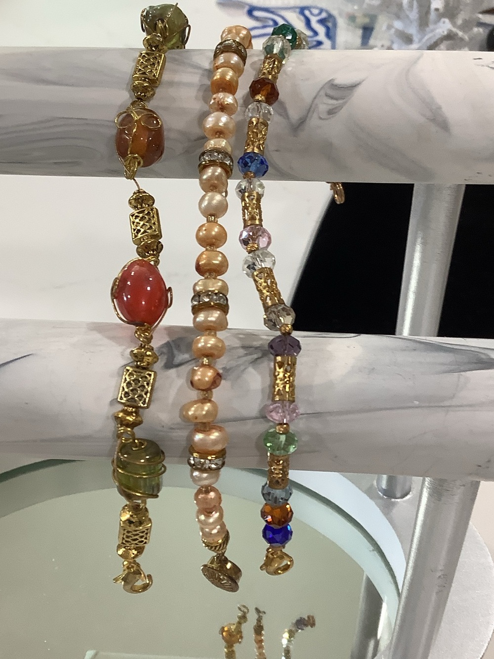Gold-Accent Pearl & Multicolor Crystal Stackable Bracelet Set - Women's